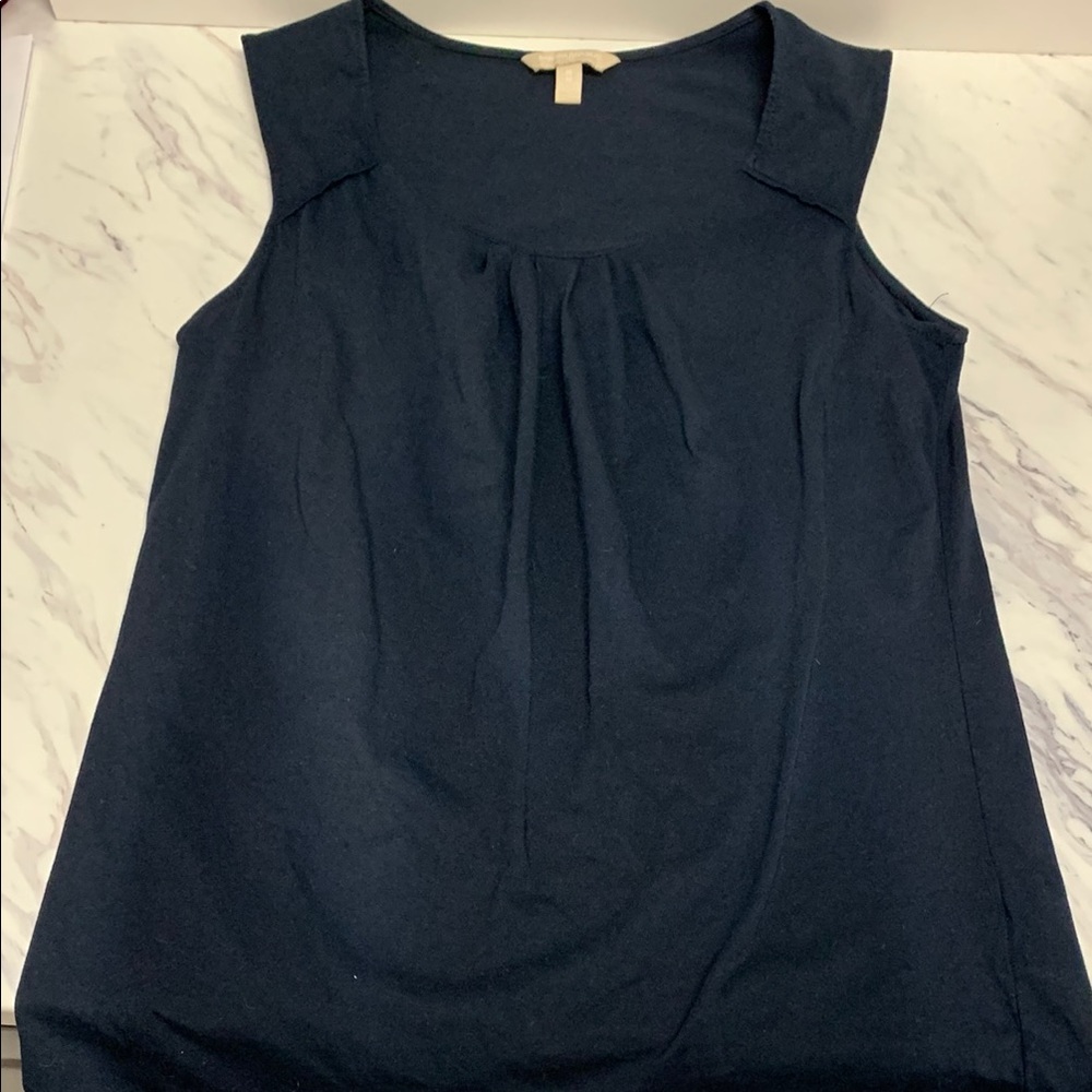 Pleated Navy Sleeveless Top